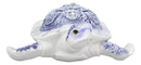 Ebros Terracotta Blue and White Feng Shui Celestial Sea Turtle Statue 6" Wide