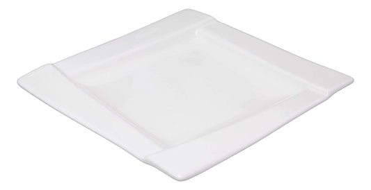 Ebros Pack Of 6 Kitchen Dining Modern Contemporary Design White Porcelain Square Plates Rhombus Well (7" Bread Appetizer Salad Dessert Side Plate Style)