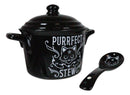 Wicca Purrfect Stew Pentagram Moon Cat Fine Bone China Bowl With Spoon And Lid