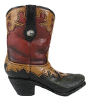 Set of 4 Rustic Western Tooled Leather Finish Cowboy Boots Miniature Figurines