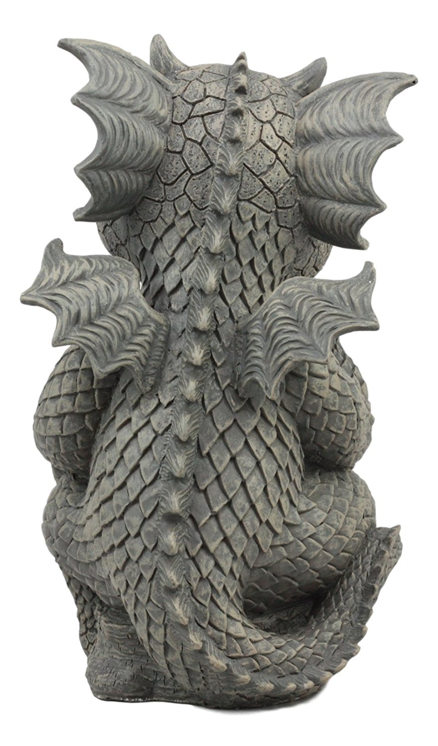 Ebros The Thinker Whimsical Garden Dragon Statue 10"H Cute Baby Dragon Winking Eye