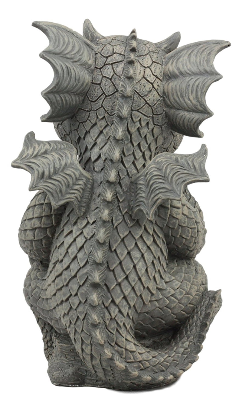 Ebros The Thinker Whimsical Garden Dragon Statue 10"H Cute Baby Dragon Winking Eye