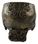 Ebros Day Of The Dead Barocco Floral Scroll Half Skull Planter Decor Bowl Figurine