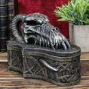 Medieval Celtic Tribal Knotwork Resting Dragon Skull Decorative Box Figurine