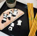 Relaxing Exotic Giant Panda Bears Set of 5 Chopsticks And Flatware Holder Rests