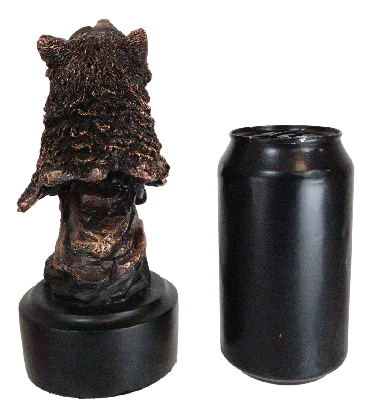Rustic Woodlands Howling Alpha Wolf Head Bust Bronzed Resin Figurine With Base