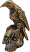 Ebros Steampunk Cyborg Scavenger Crow Raven On Rusted Robotic Skull Statue Decor