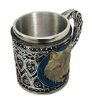 Ebros Alpha Gray Wolf Celtic Tribal Magic Resin 16oz Mug w/ Stainless Steel Rim