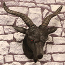 Ebros Large 18.5" Wide Black Goat With Red Eyes Wall Sculpture Hanging Plaque - Ebros Gift