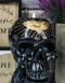 Black Gothic Skull Skeleton With Golden Butterfly And Evil Eye Candle Holder