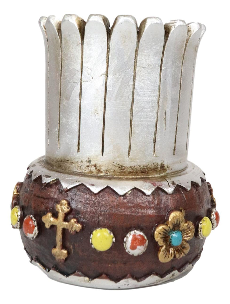 Western Vintage Vase With Colorful Beads Le Fleur Crosses Pen Holder Figurine