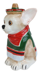 Ceramic Cinco De Mayo Chihuahua Dog With Sombrero Hat And Serape Cookie Jar 10"H