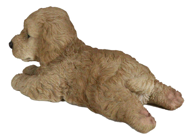 Realistic Adorable Cockapoo Spoodle Puppy Dog Lying On Belly Figurine Pet Pal