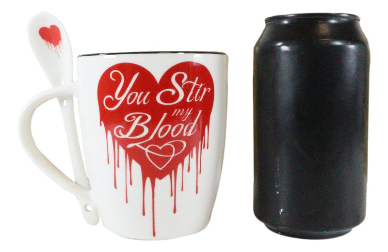 Ebros Vampire Love Valentine You Stir My Blood Coffee Ceramic Cup Mug And Spoon Set