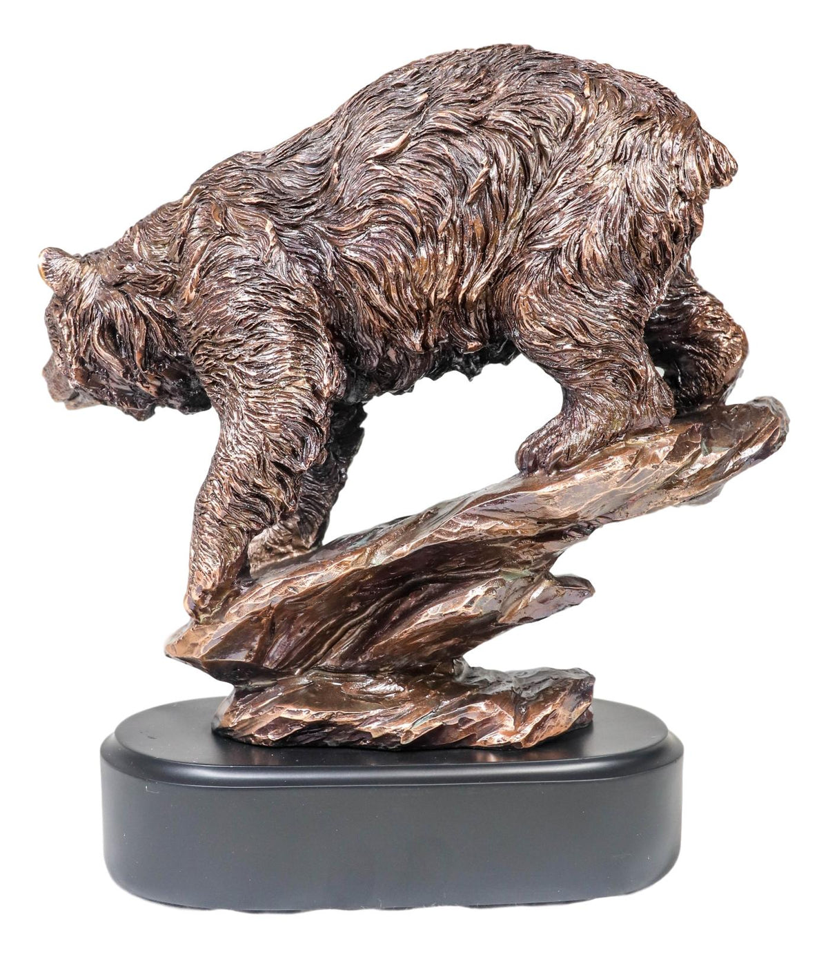 Wildlife Large Grizzly Bear Going Down Hill Bronze Electroplated Resin Figurine - Ebros Gift