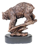 Wildlife Large Grizzly Bear Going Down Hill Bronze Electroplated Resin Figurine