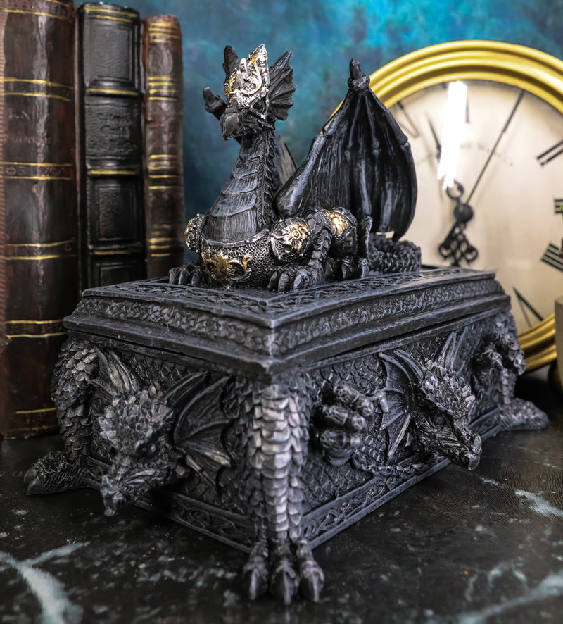 Celtic Knotwork Alchemy Dragon Guarding The Saint George Tomb Decorative Box 7"L