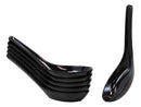 Glossy Black Melamine Soup Spoons Pack Of 6 Set Restaurant Supply Food Spoon
