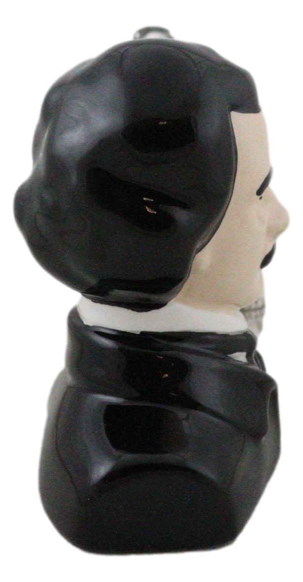 Ceramic Edgar Allen Poe And Nevermore Raven On Skull Salt And Pepper Shakers Set - Ebros Gift