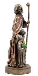 Catholic Saint Joseph Holding A Flowering Staff And Child Jesus Figurine 7.25"H