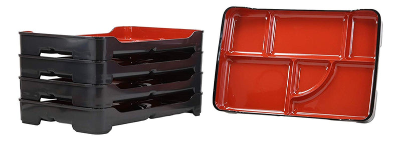 Japanese Large Bento Box With 6 Compartments Lacquered Platter 14"LX9.25"W (5)