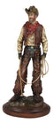 Western Full Outfit Cowboy Holding Cattle Lasso Ropes Statue 15.5"H