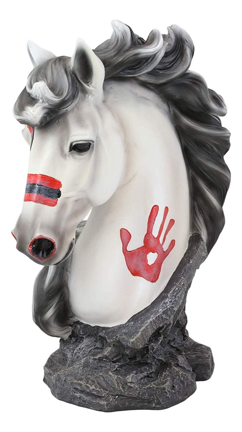 Ebros White Horse Head Bust with Hamsa Evil Eye Palm Sculpture 12" Tall Statue