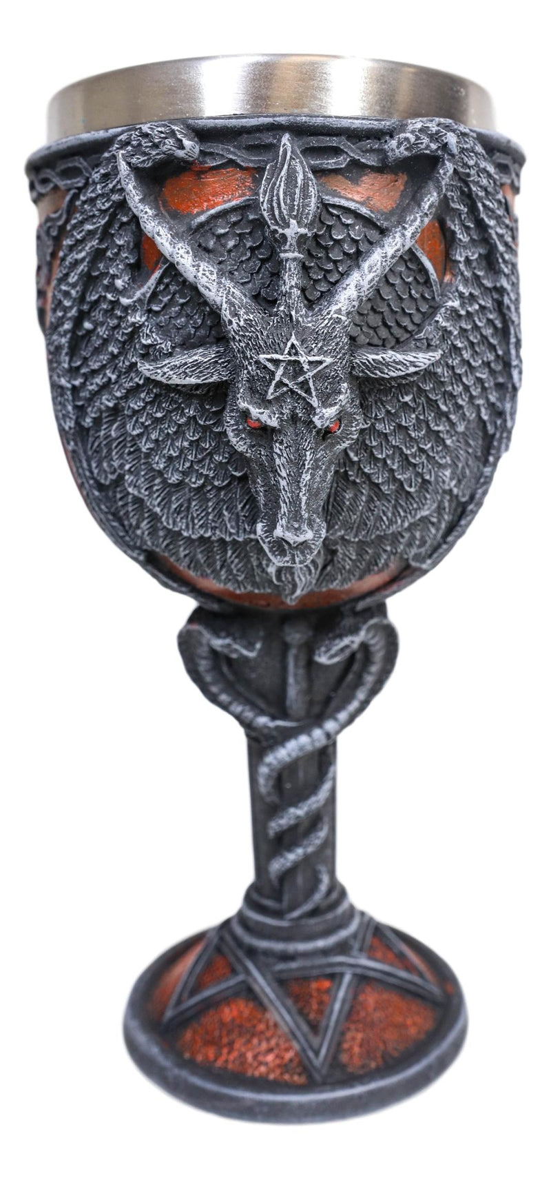 Pentagram Sabbatic Goat Baphomet Red Wine Goblet Chalice Decor