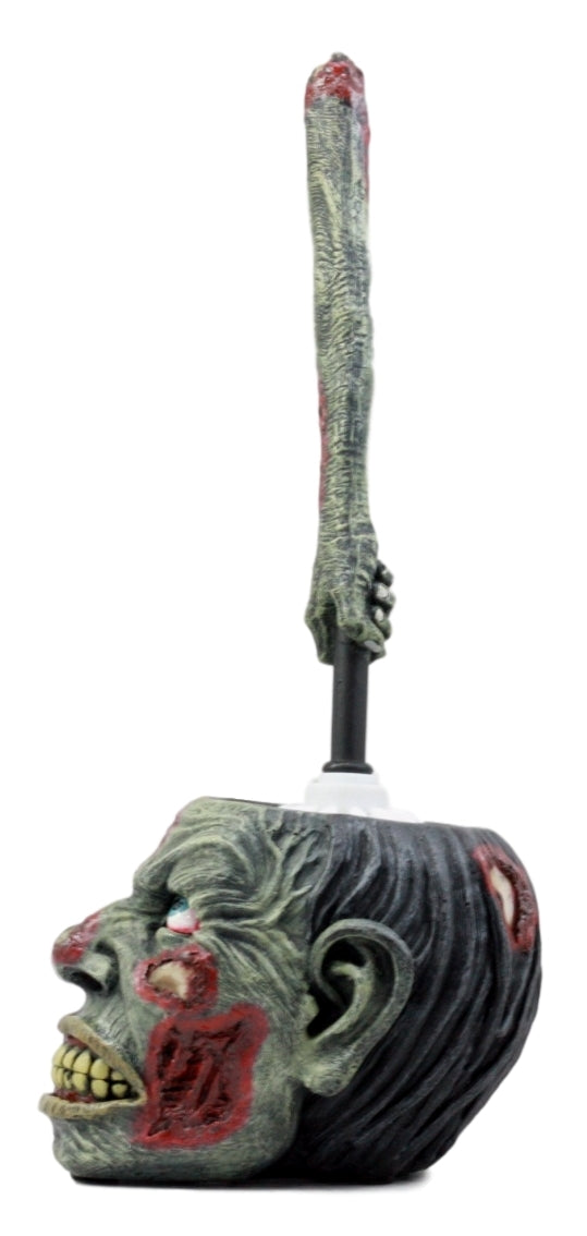 Ebros Gift Walking Dead Zombie Hand Toilet Bowl Brush & Zombie Head Toilet Bowl Brush Holder Set Decorative Figurine 14"H