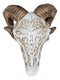 Gothic Macabre Ammon Cultic Tribal Tooled Tattoo Scrimshaw Ram Skull Figurine