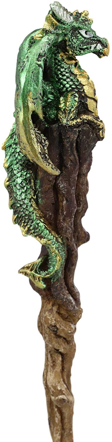 Ebros Aragon Green Dragon Cosplay Wand 9.5" Tall Accessory Fantasy Decor - Ebros Gift