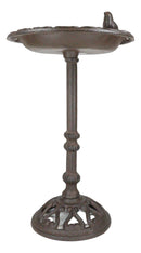Rustic Cast Iron Bluebird Victorian Floral Bird Feeder Bath Garden Statue 14"H