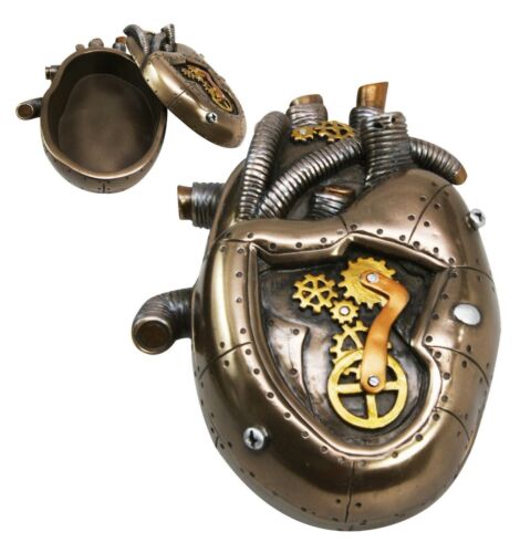 Steampunk Dragon Heart Gear Pulse Radioactive Fire Engine Jewelry Box Figurine