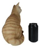 Lifelike Sitting Orange Tabby Cat Statue 12"Tall With Glass Eyes Animal Decor