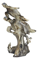 Marine Giant Sea Turtle With Hatchling Baby Riding Current Faux Marble Figurine