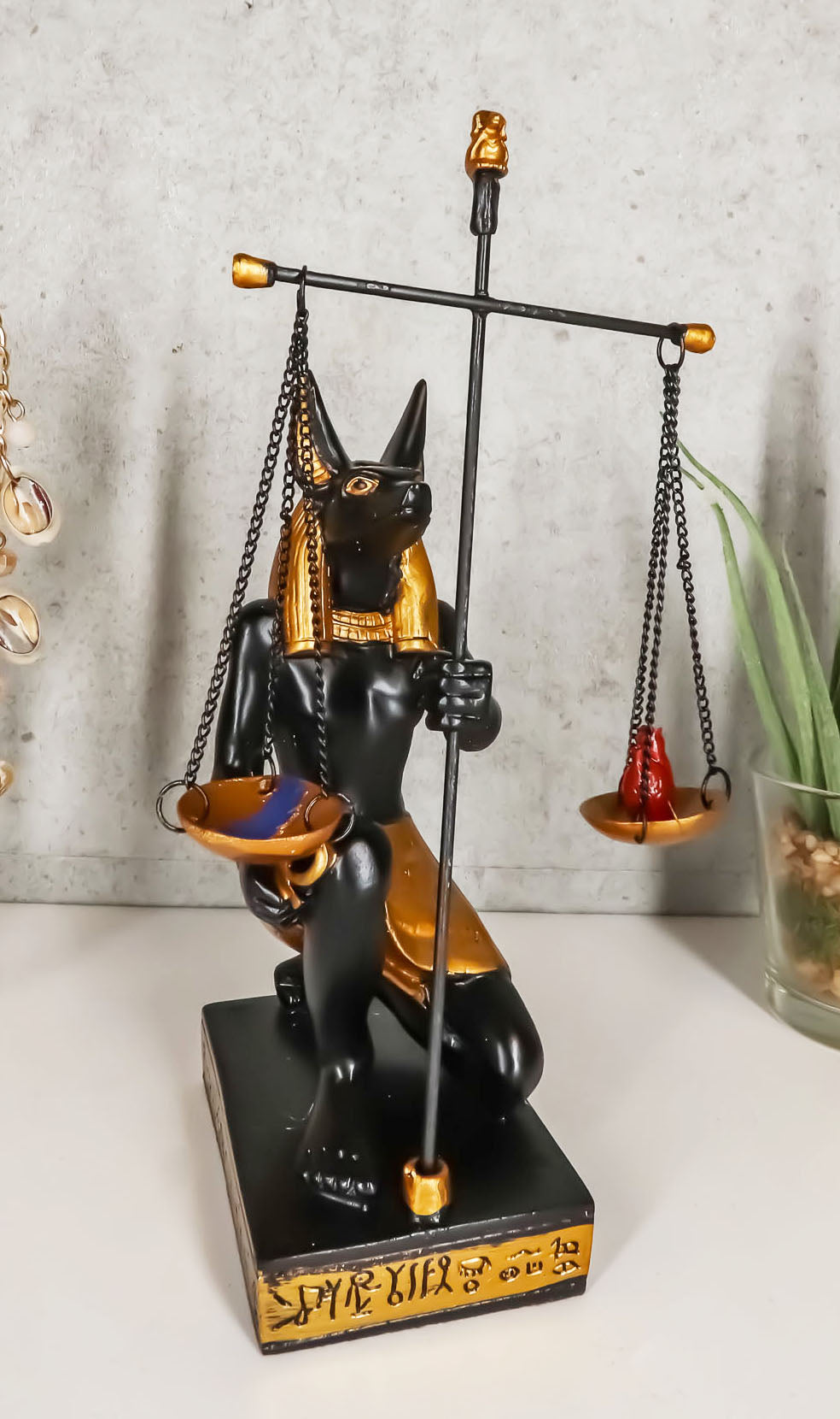 Ancient Egyptian God Of Afterlife Anubis Holding The Scales of Justice Statue
