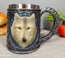 Ebros Alpha Gray Wolf Celtic Tribal Magic Resin 16oz Mug w/ Stainless Steel Rim