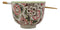Ebros Gift Persian Summer Colorful Floral Blossoms Ramen Udong Noodles 5" Diameter Bowl With Built In Chopsticks Rest and Bamboo Chopstick Set for Dining Soup Rice Meal Bowls Decor Kitchen
