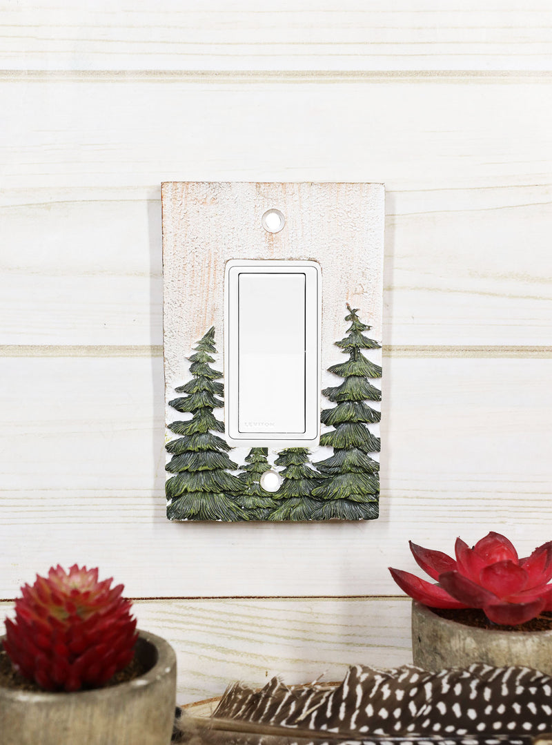 Rustic Evergreen Pine Trees Forest 2-Pack Single Rocker Switch Wall Cover Plates