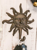 Pack Of 2 Cast Iron Western Rustic Belenos Sun God Shaped Wall Coat Hooks Decor
