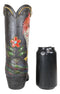 Western Country Floral Rooster Faux Tooled Leather Cowboy Boot Vase Figurine