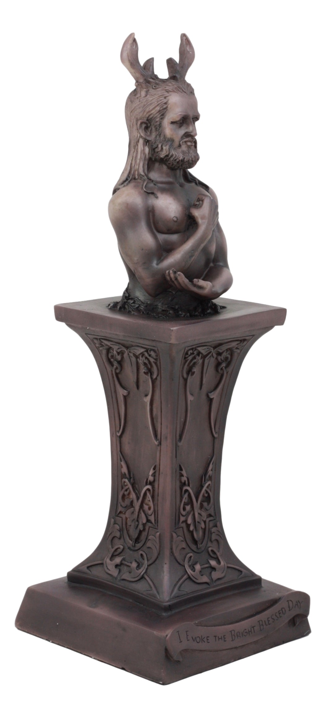 Ebros Neopaganism Wiccan Primary Deity Statue Featuring The Masculine Horned God Bust On Pedestal Figurine Wicca Home Decor(Masculine Horned God)
