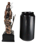 Native Indian Warrior Hunter With Rifle And Rope On Horse Figurine With Base
