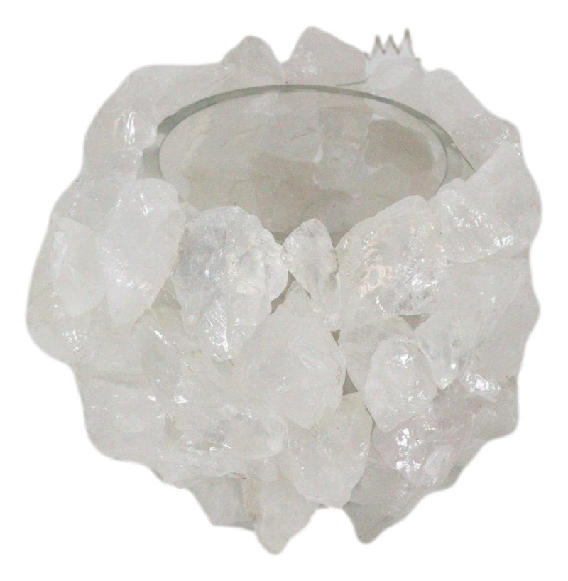 Quartz Crystal Mineral Stone Rocks Floral Vase Contemporary Accent Sculpture