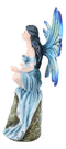Fae Garden Zen Blue Dragonfly Fairy Meditating On Koan Yoga Rock Figurine