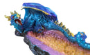 Ebros Quartz Crystal Azurite Guardian Dragon Incense Holder Figurine 10.75" Long