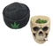 Ebros Smoking Human Skull with Leaf Beanie Hat Ashtray Jewelry Box 6.5" Long