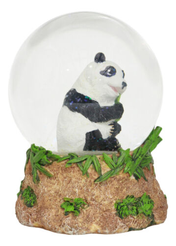 Ebros Giant Panda Bear Eating Bamboo Water Globe Collectible 6.25" Tall Decor - Ebros Gift