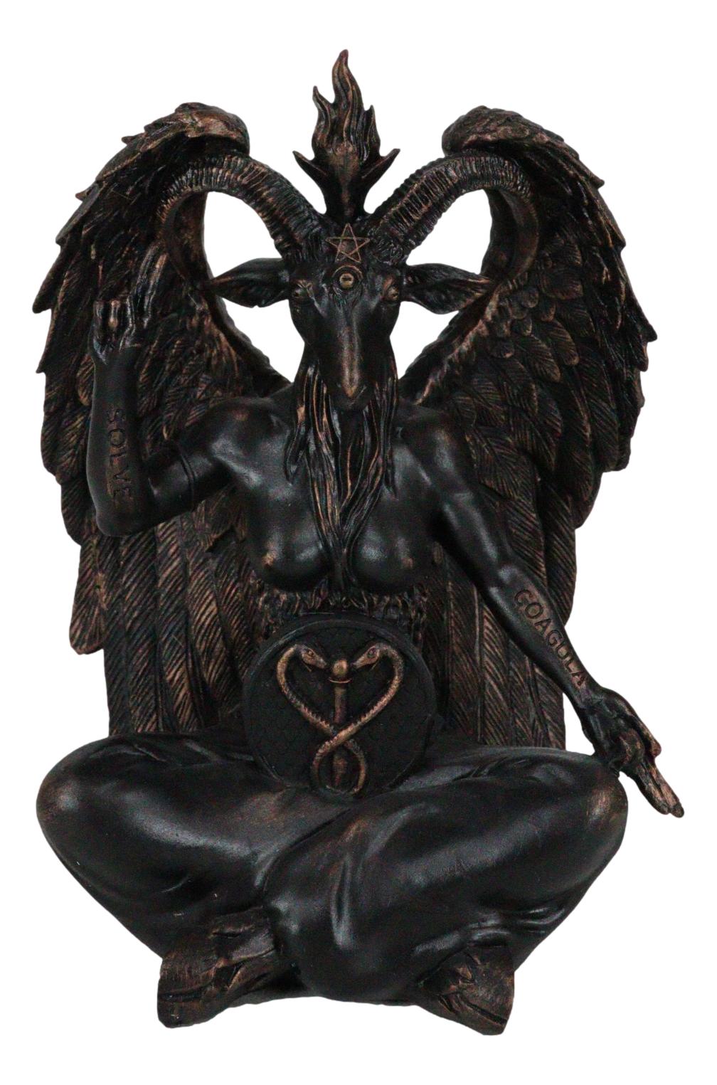 Pagan Occult Sabbatic Goat Idol Baphomet Sitting Meditation Figurine 8"H - Ebros Gift