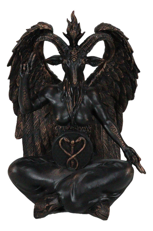 Pagan Occult Sabbatic Goat Idol Baphomet Sitting Meditation Figurine 8"H - Ebros Gift
